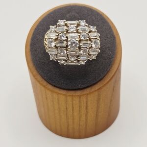 Vintage Bombe Ring Estate Jewelry Pre-Owned Sterling Silver CZ Wide Band Sz 8